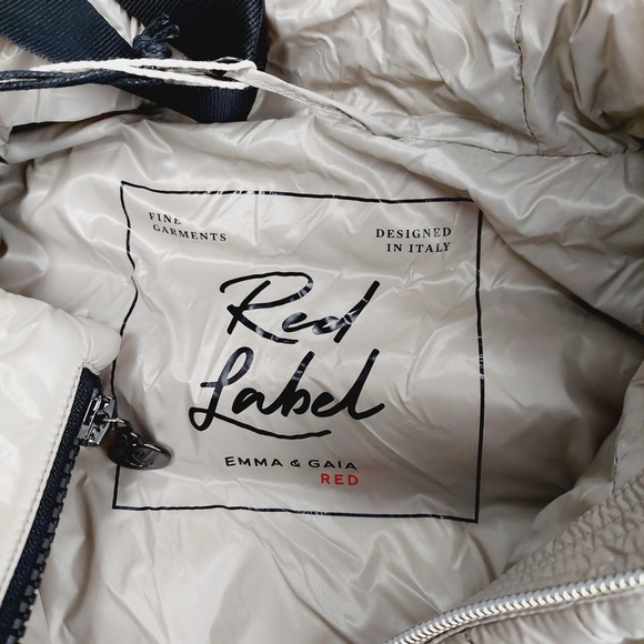 NEW Emma & Gaia Red Label Beige Hooded Long Puffer Vest Belted Quilted Z63 - Picture 7 of 11